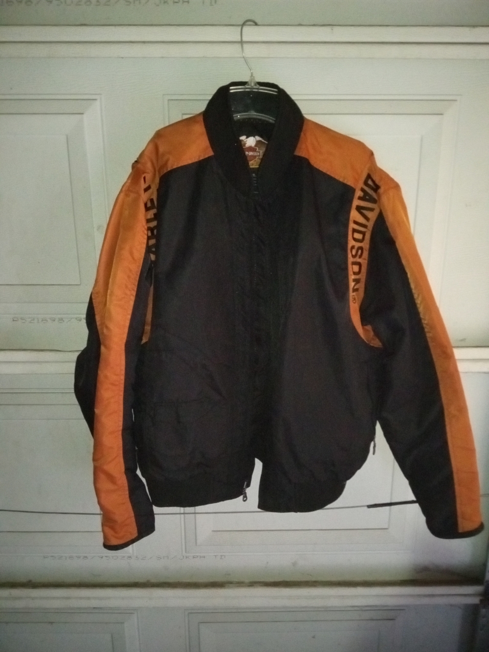 Harley-Davidson Black and Orange Bomber Jacket with Sleeve Branding